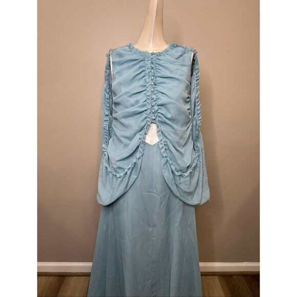 ROKH Shirred Poncho Vest Midi Dress in Smoke Blue US 0 $1026 - Picture 5 of 11
